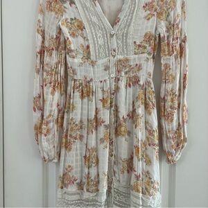 Floral Button-Down Dress with Lace Details